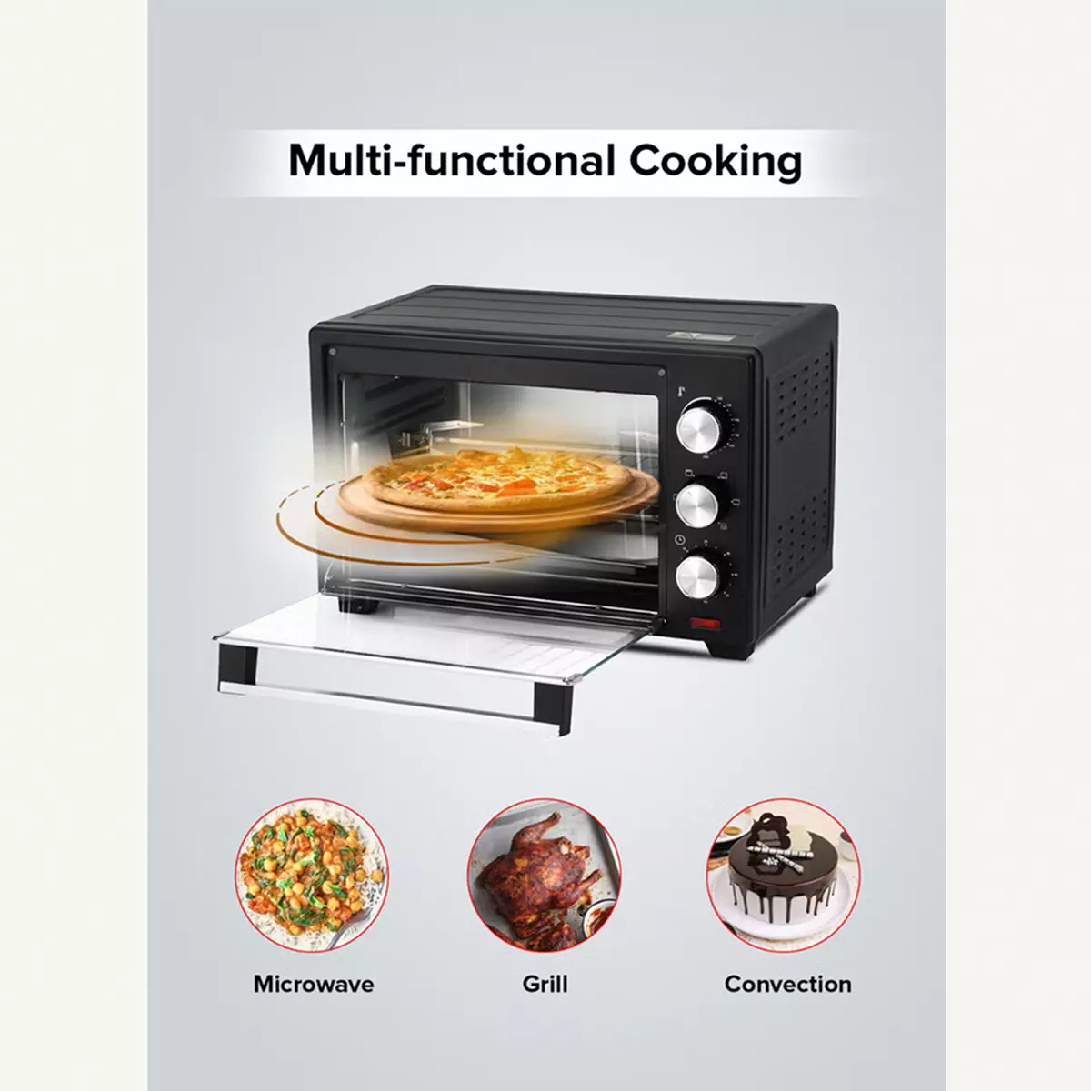 GEEPAS Electric Oven With Rotisserie, 60 Minutes Timer With Bell Ring,-2-2