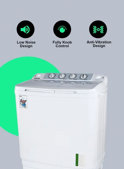 GEEPAS Twin Tub Semi-Automatic Washing Machine 9.2 Kg | 7 Kg Spin Capacity Powerful Motor High Back Control Panel Top Load Washing Machine| Tempered Glass Cover, Low Noise Motor, Magic Filter GSWM6467N White-1