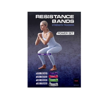 York Fitness YORK RESISTANCE BAND POWER 4 PCS (MIN 20-35KG/MAX 45-75KG) SET ASST 80509-1