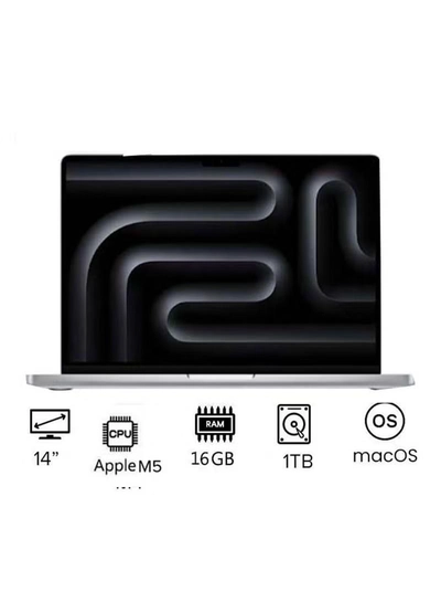 Apple New M5 Macbook Pro 2025 MDE54 Laptop With 14‑inch XDR Retina Display, M5 chip with 10-core CPU, 10-core GPU Processor/16GB RAM/1TB SSD/MacOS/International version English Silver-0