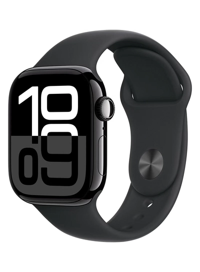 Apple Watch Series 10 GPS + Cellular 42mm Jet Black Aluminium Case With Black Sport Band-0