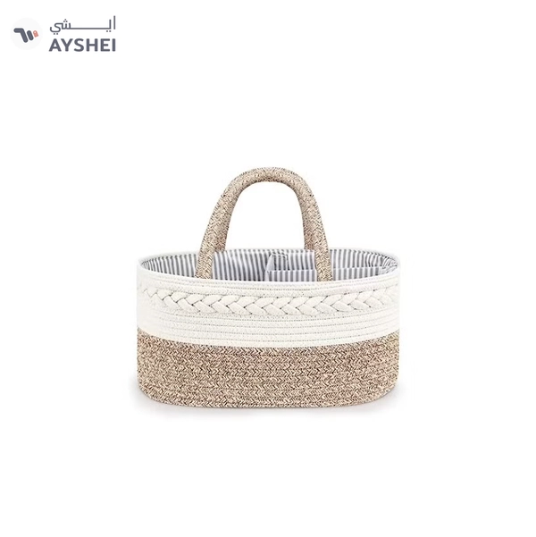 ORiTi Baby Diaper Caddy Organizer, Stylish Cotton Rope Baby Basket Nursery Storage Organizer