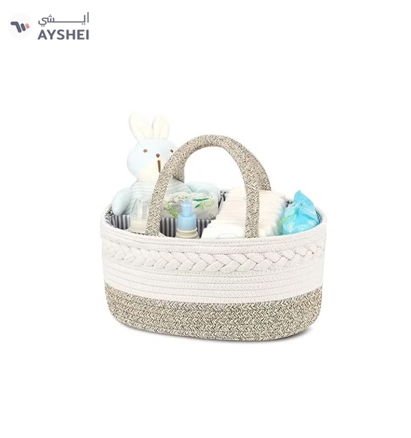 ORiTi Baby Diaper Caddy Organizer, Stylish Cotton Rope Baby Basket Nursery Storage Organizer