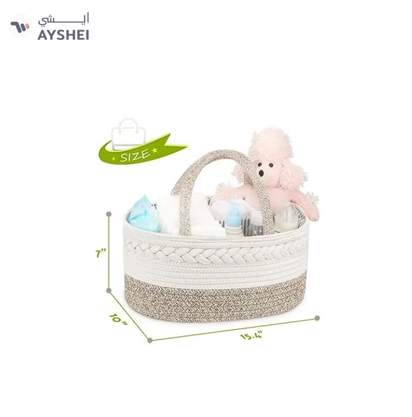 ORiTi Baby Diaper Caddy Organizer, Stylish Cotton Rope Baby Basket Nursery Storage Organizer