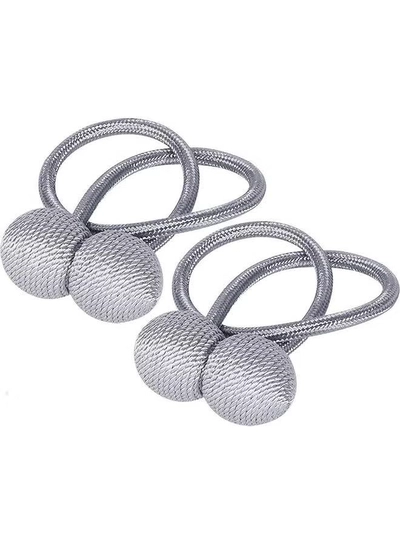 AIWANTO 2-Pieces Curtain Tiebacks Magnetic Holders Silver-1