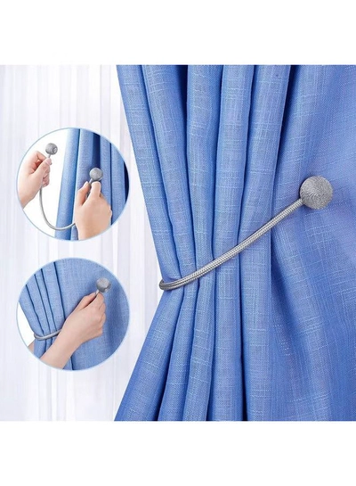 AIWANTO 2-Pieces Curtain Tiebacks Magnetic Holders Silver-2