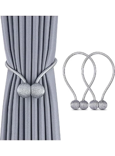 AIWANTO 2-Pieces Curtain Tiebacks Magnetic Holders Silver-3