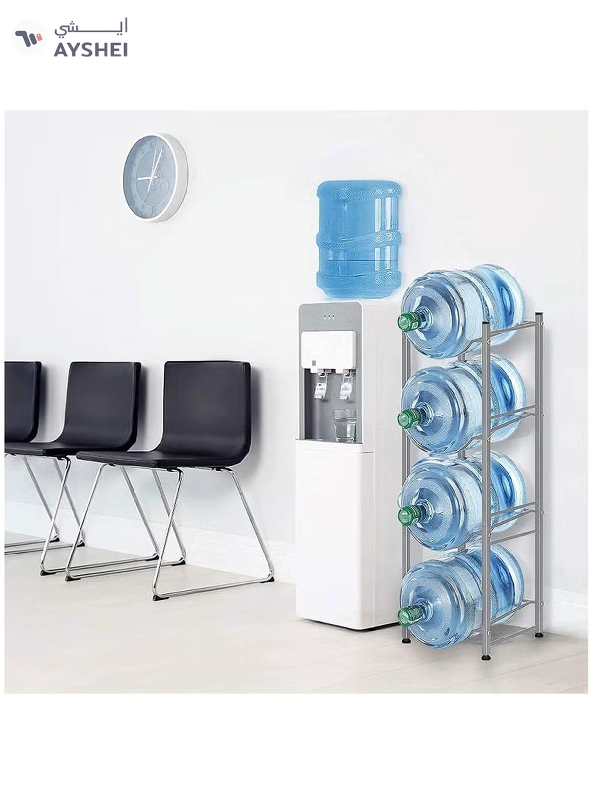 DubaiGallery 4-Tier Water Bottle Holder Cooler Jug Rack 5 Gallon Water Bottle Storage Rack Detachable Heavy Duty Chrome Water Bottle Cabby Rack with Holder-3-3