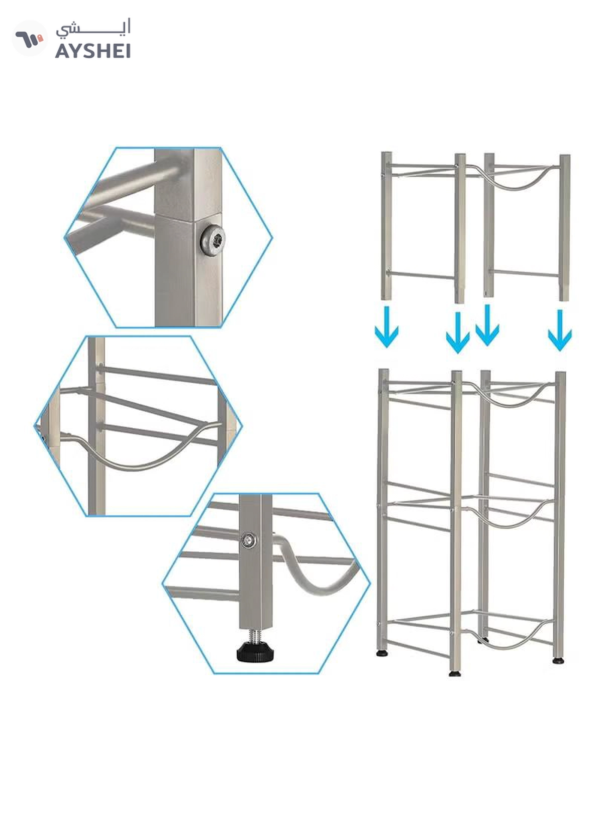 DubaiGallery 4-Tier Water Bottle Holder Cooler Jug Rack 5 Gallon Water Bottle Storage Rack Detachable Heavy Duty Chrome Water Bottle Cabby Rack with Holder-1-1
