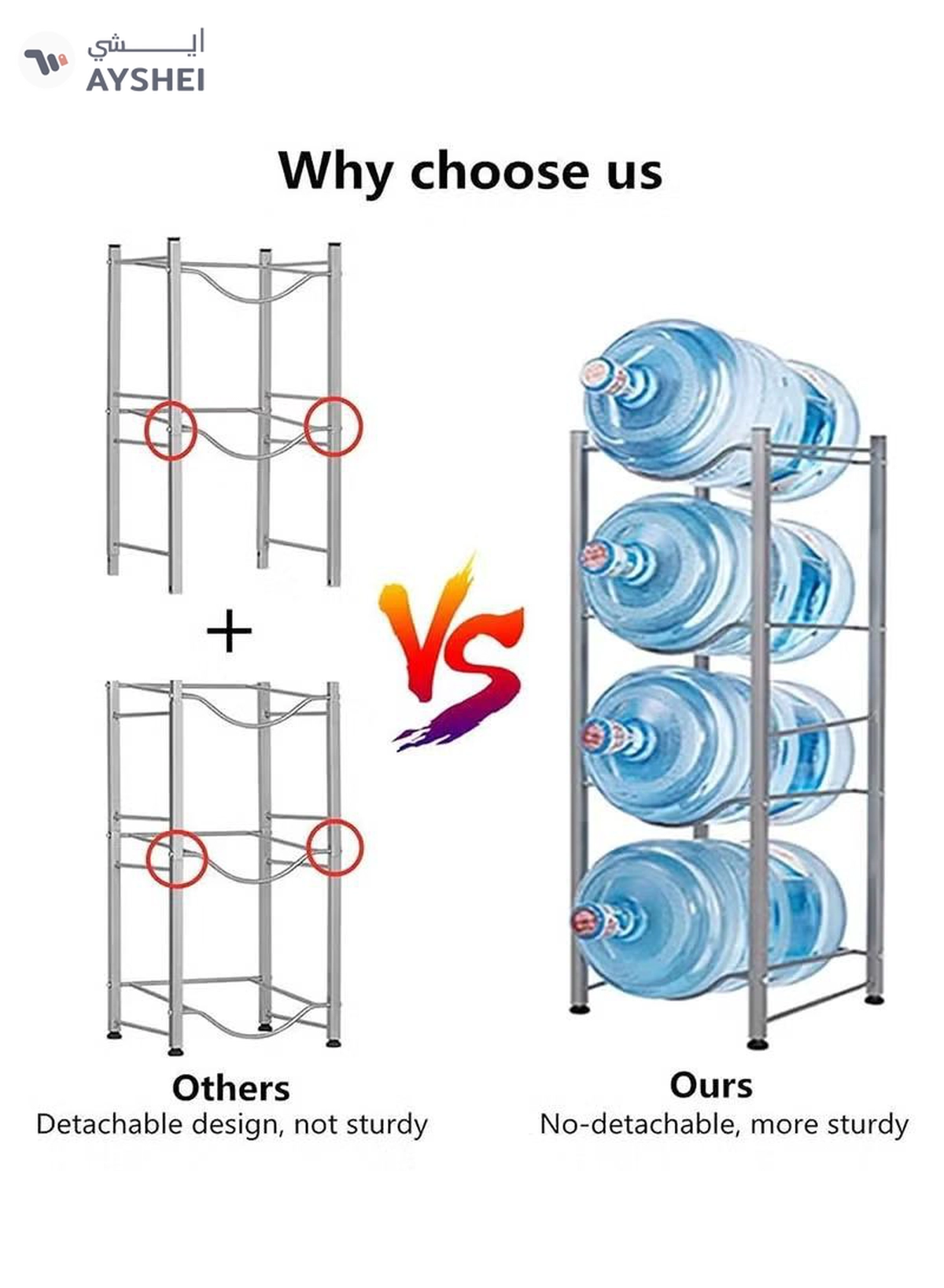 DubaiGallery 4-Tier Water Bottle Holder Cooler Jug Rack 5 Gallon Water Bottle Storage Rack Detachable Heavy Duty Chrome Water Bottle Cabby Rack with Holder-2-2