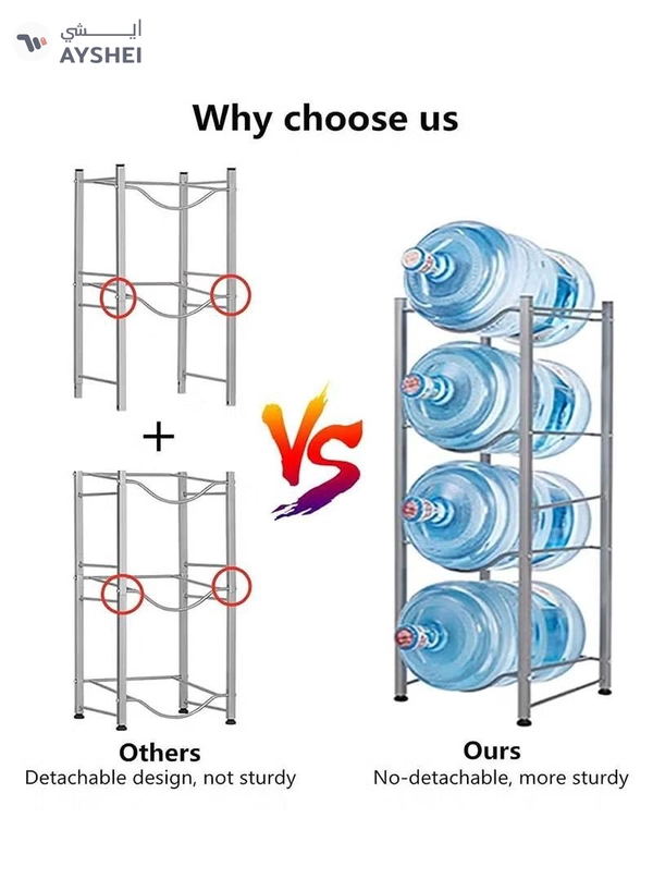 DubaiGallery 4-Tier Water Bottle Holder Cooler Jug Rack 5 Gallon Water Bottle Storage Rack Detachable Heavy Duty Chrome Water Bottle Cabby Rack with Holder