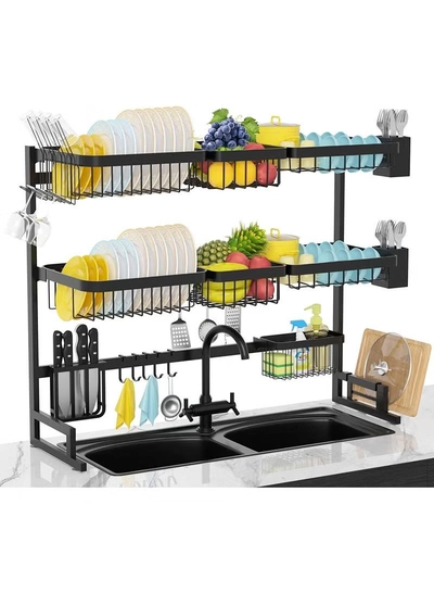 DubaiGallery 3 Layer Stainless Steel Kitchen Rack Dish Organizer Drying Rack Above Sink Drain Rack Kitchen Storage Countertop Utensil Holder-0