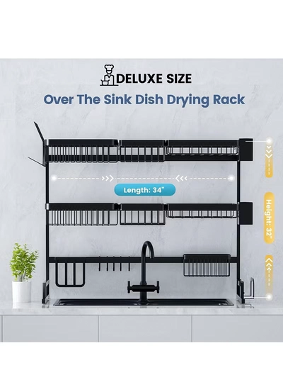 DubaiGallery 3 Layer Stainless Steel Kitchen Rack Dish Organizer Drying Rack Above Sink Drain Rack Kitchen Storage Countertop Utensil Holder-1