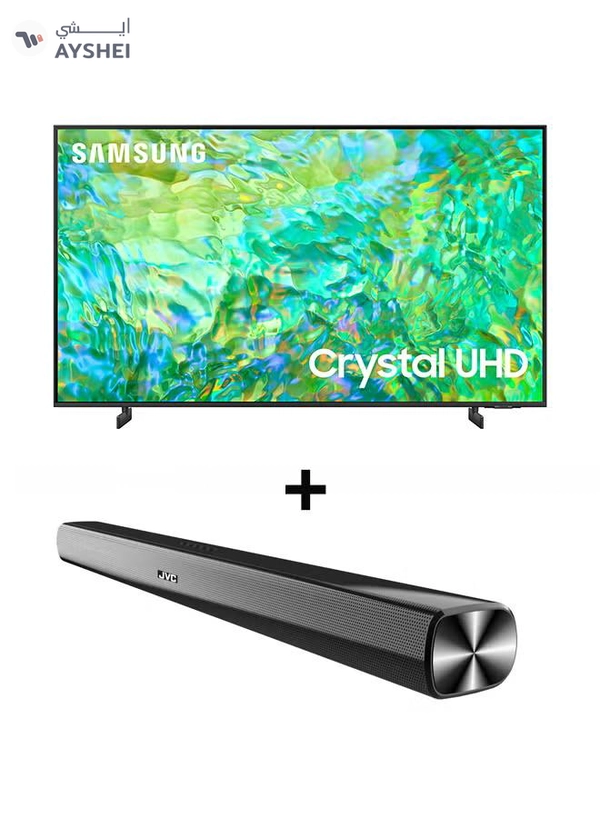 Samsung Smart TV, Crystal UHD 4K,CU8000,75 Inch, 2023 Crystal Processor 4K,Airslim, Dynamic Crystal Color UA75CU8000UXZN Titan Gray + 2.0CH Soundbar Plus Bluetooth, Usb,Fm Radio With 600W PMPO 75CU8000+THN322B Titan Gray
