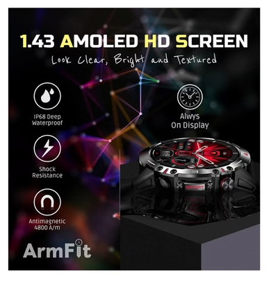 ARMFIT Hulk Smartwatch For Men, AMOLED Always On Display Bluetooth Calling Waterproof Fitness Watches Compatible With Android iOS Black-5