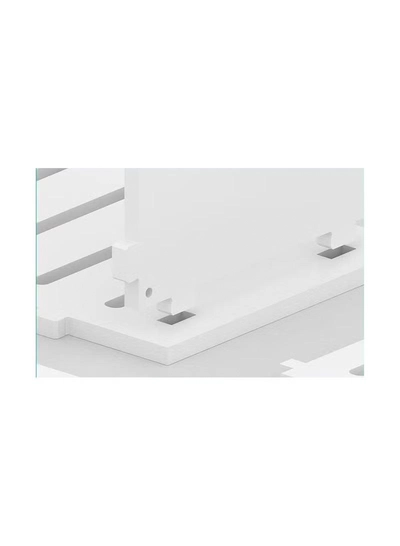 Eworld White and Brown Coffee Corner Table, Scratch-Resistant, Fire-Rated Plastic Coffee Table -4
