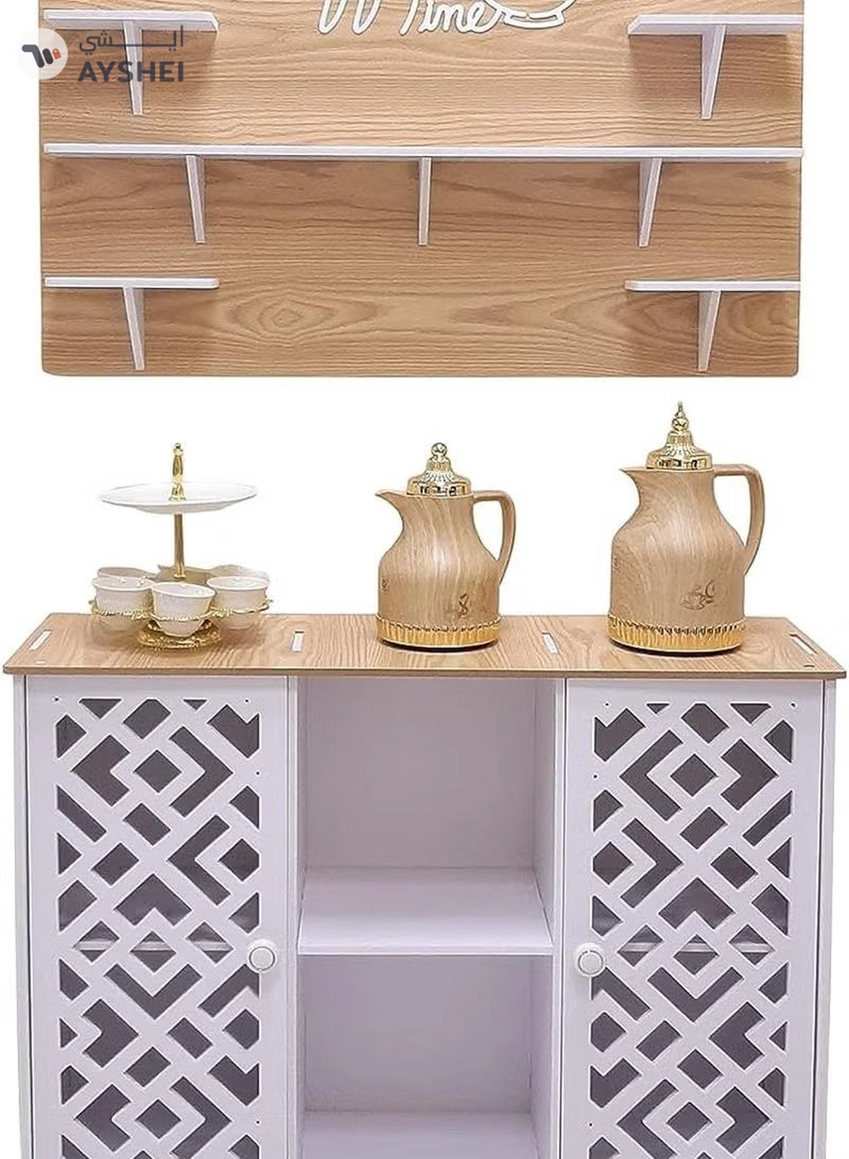 Eworld White and Brown Coffee Corner Table, Scratch-Resistant, Fire-Rated Plastic Coffee Table -2-2