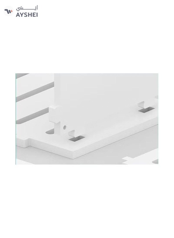 Eworld White and Brown Coffee Corner Table, Scratch-Resistant, Fire-Rated Plastic Coffee Table 