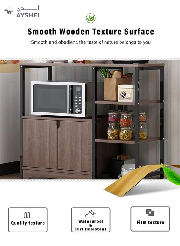 DubaiGallery Kitchen Standing Shelf Units Kitchen Rack with Storage Cabinet,4-Tier Multi Function Microwave Oven Stand,Spice Holder