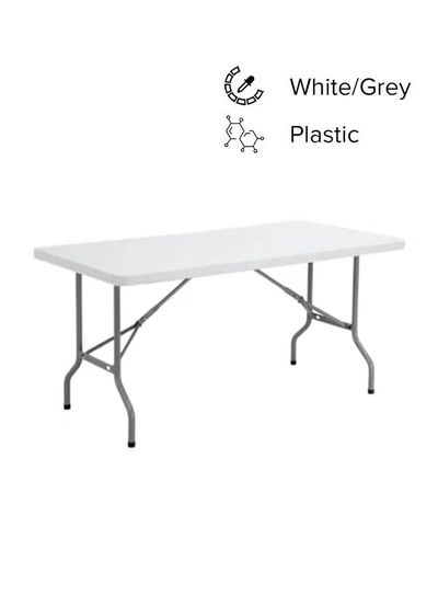 ALMUFARREJ Plastic Rectangle Folding Table White/Grey-0