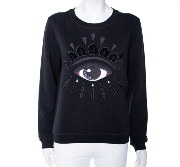 Kenzo Black Eye Embroidered Cotton Sweatshirt 
