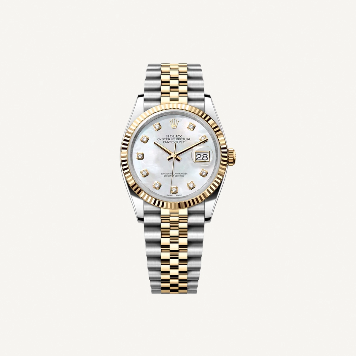 Rolex Datejust 36 | 36mm Mother of Pearl Diamond Dial | Condition: New | Year of production 2025 | Original box | Original papers-1-1