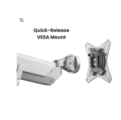 NAVODESK Single Monitor Desk Mount with Gas Spring Tech And USB Silver-3