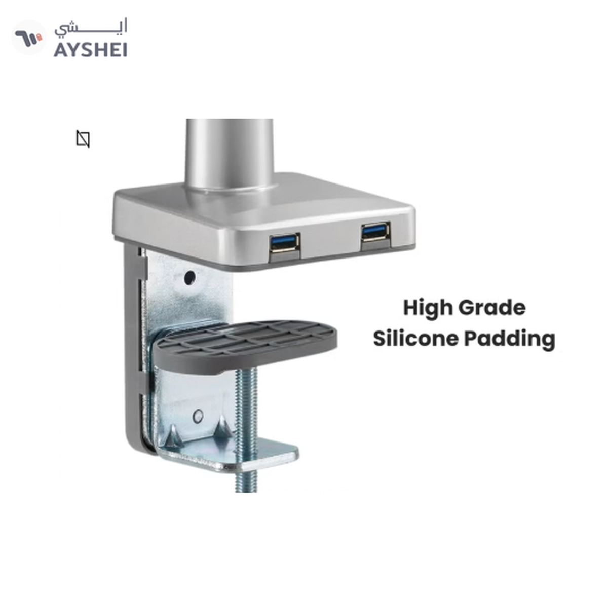 NAVODESK Single Monitor Desk Mount with Gas Spring Tech And USB Silver-4-4