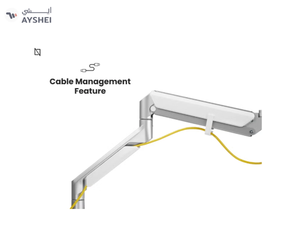 NAVODESK Single Monitor Desk Mount with Gas Spring Tech And USB Silver-2-2