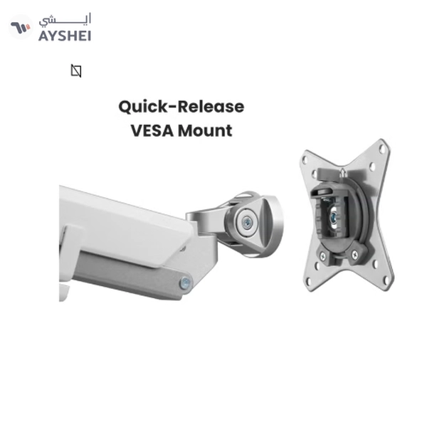 NAVODESK Single Monitor Desk Mount with Gas Spring Tech And USB Silver