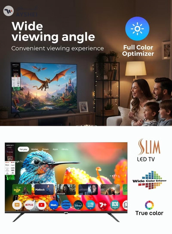 Geepas 43" FHD QLED Google TV | Sharp Picture with Sleek Design, with Built-in Apps | Dolby Audio, HDMI & USB Connectivity| Voice Remote with Google Cast | GLED4325GTQLD