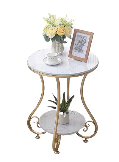 Living room balcony bedroom iron small round table coffee table light luxury simple round side table bedside table tea table-0