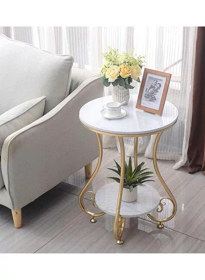 Living room balcony bedroom iron small round table coffee table light luxury simple round side table bedside table tea table-1