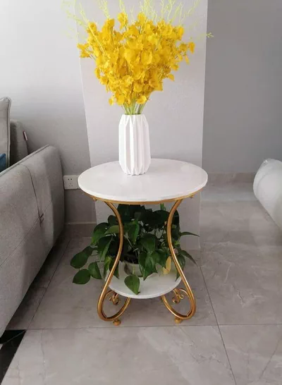 Living room balcony bedroom iron small round table coffee table light luxury simple round side table bedside table tea table-2