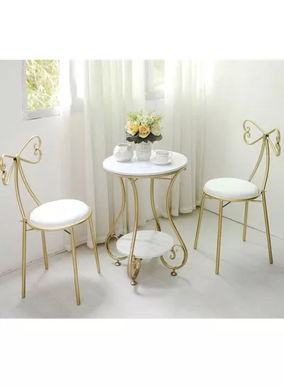 Living room balcony bedroom iron small round table coffee table light luxury simple round side table bedside table tea table-3