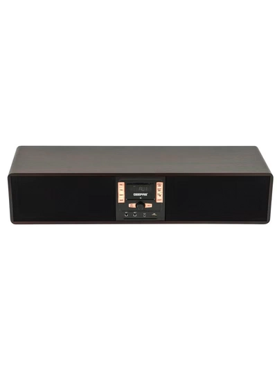 GEEPAS Wireless Sound Bar Speaker 200W Bluetooth, AUX IN, USB, Dual MIC Input and FM Radio, with Remote Control and LED Display | TV Shows Movies, Music| 2 Years Warranty GSRB150WD Black/Wooden Finish-6