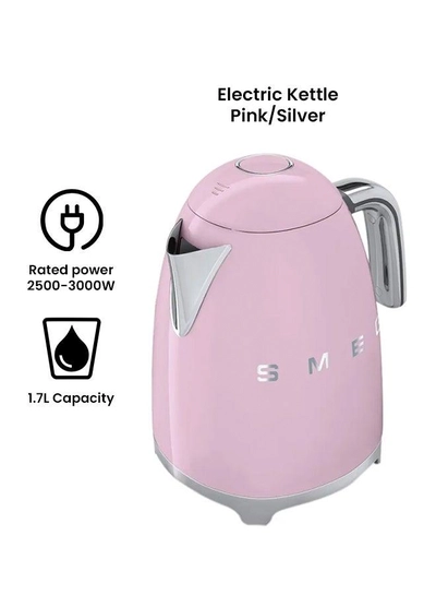 smeg 50's Retro Style Aesthetic Countertop Kettle 1.7 L 2400 W KLF03PKAU Pink/Silver-1