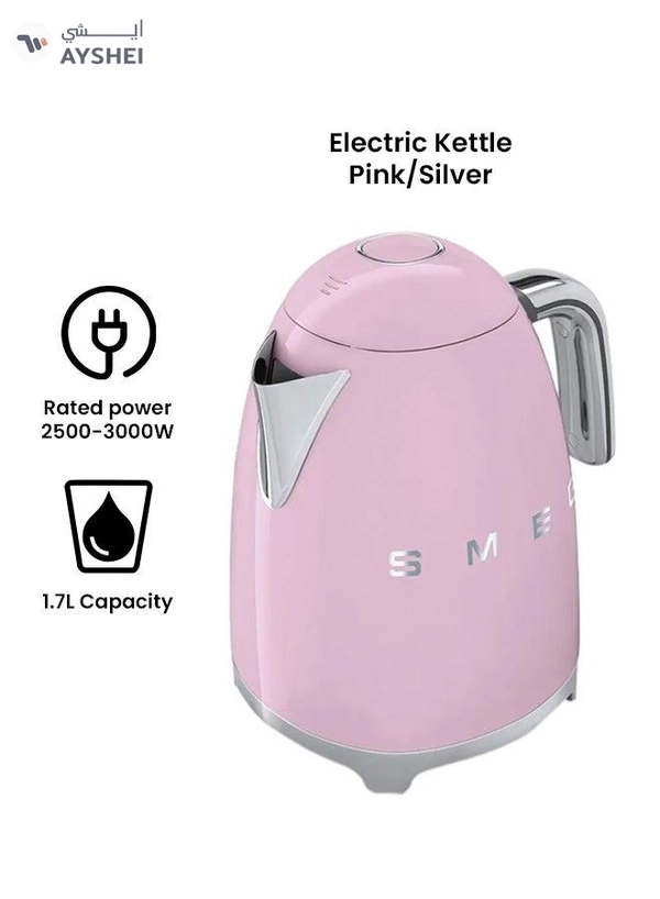 smeg 50's Retro Style Aesthetic Countertop Kettle 1.7 L 2400 W KLF03PKAU Pink/Silver