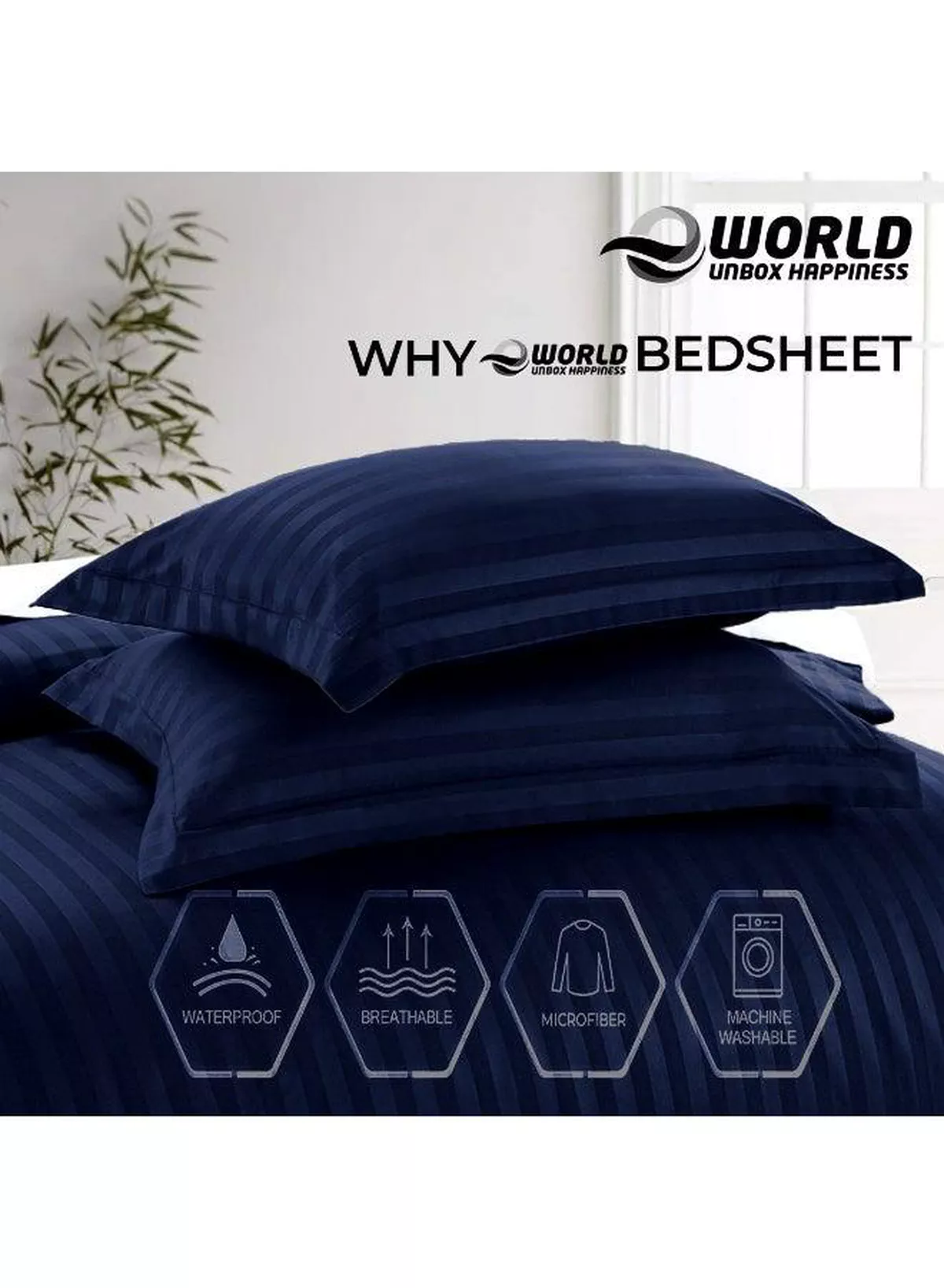 4-Piece Luxury King Size Blue Striped Bedding Set Includes 1 Duvet Cover (220x240cm), 1 Bedsheet (200x200cm), and 2 Pillow Cases (48x74+5cm) for Ultimate Hotel-Inspired Sophistication-4-4