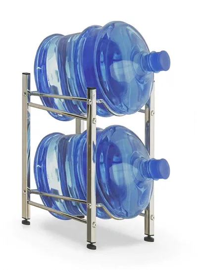 Water Storage Rack 1PCS – Two Tier Bucket and Water Bottle Organizer, Sturdy Metal Floor Stand, Compact Space Saving Design for Home, Kitchen, Office, Pantry, Restaurant and Commercial Storage EU-364363-1
