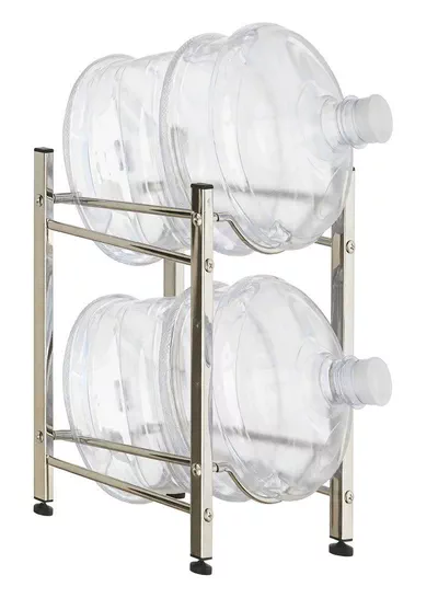 Water Storage Rack 1PCS – Two Tier Bucket and Water Bottle Organizer, Sturdy Metal Floor Stand, Compact Space Saving Design for Home, Kitchen, Office, Pantry, Restaurant and Commercial Storage EU-364363-3
