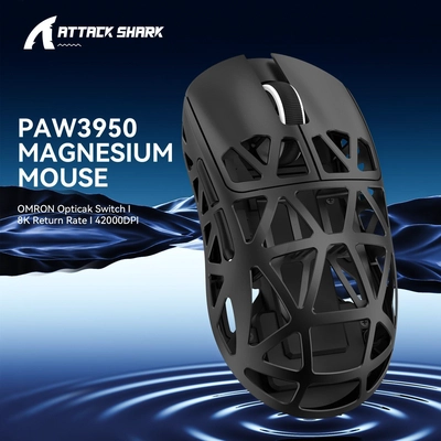 ATTACK SHARK R2 Magnesium Alloy Gaming Mouse, PixArt PAW3950 Sensor, Wireless 8K, 48g Superlight, BT/2.4G/Wired, Adjustable DPI 42000, for Win11/Xbox/PS/Mac-2