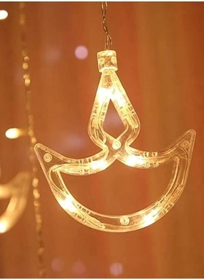 Eworld Home Decor Warm White Diwali String Lights with 12 Hanging Diya's, 8 Flashing Modes-1