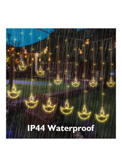 Eworld Home Decor Warm White Diwali String Lights with 12 Hanging Diya's, 8 Flashing Modes-6