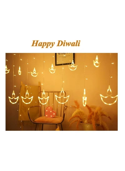 Eworld Home Decor Warm White Diwali String Lights with 12 Hanging Diya's, 8 Flashing Modes-7
