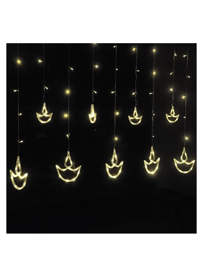 Eworld Home Decor Warm White Diwali String Lights with 12 Hanging Diya's, 8 Flashing Modes-8