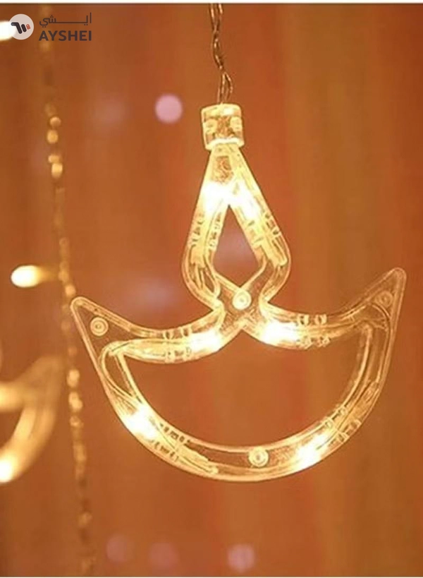 Eworld Home Decor Warm White Diwali String Lights with 12 Hanging Diya's, 8 Flashing Modes