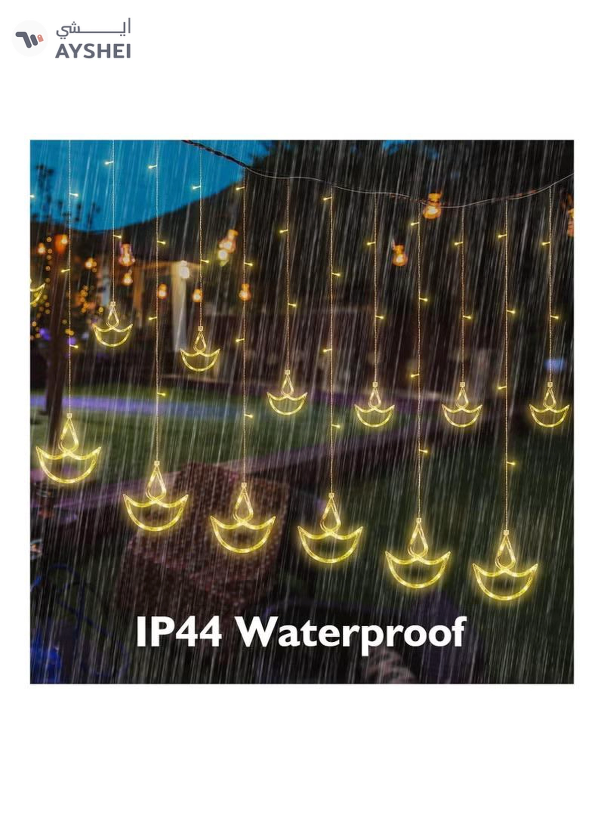 Eworld Home Decor Warm White Diwali String Lights with 12 Hanging Diya's, 8 Flashing Modes-6-6