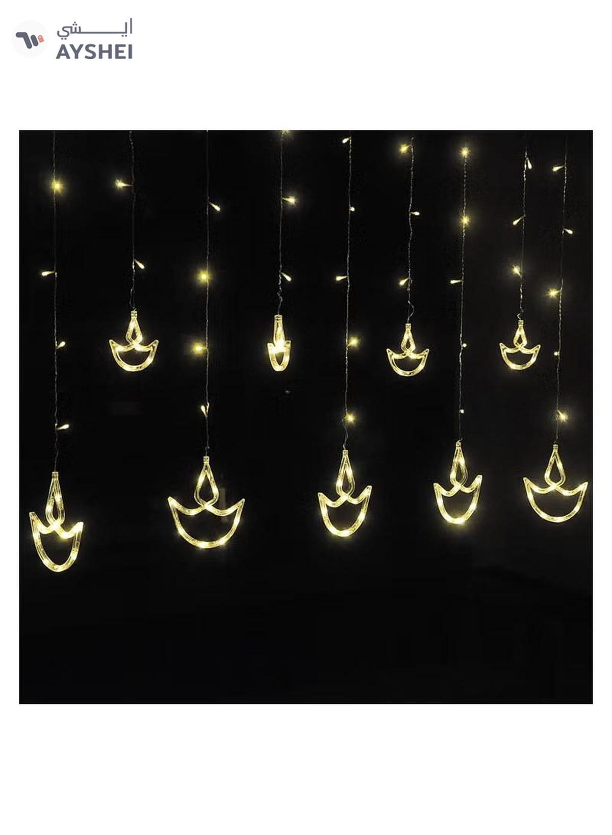 Eworld Home Decor Warm White Diwali String Lights with 12 Hanging Diya's, 8 Flashing Modes-8-8