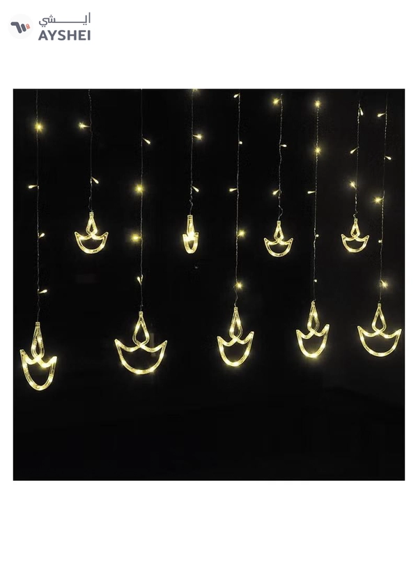 Eworld Home Decor Warm White Diwali String Lights with 12 Hanging Diya's, 8 Flashing Modes